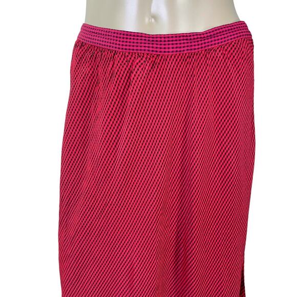 KHAKI Rose Vintage Gingham Slip Maxi Fishtail Skirt Pullon Size S Red Black - Picture 3 of 13
